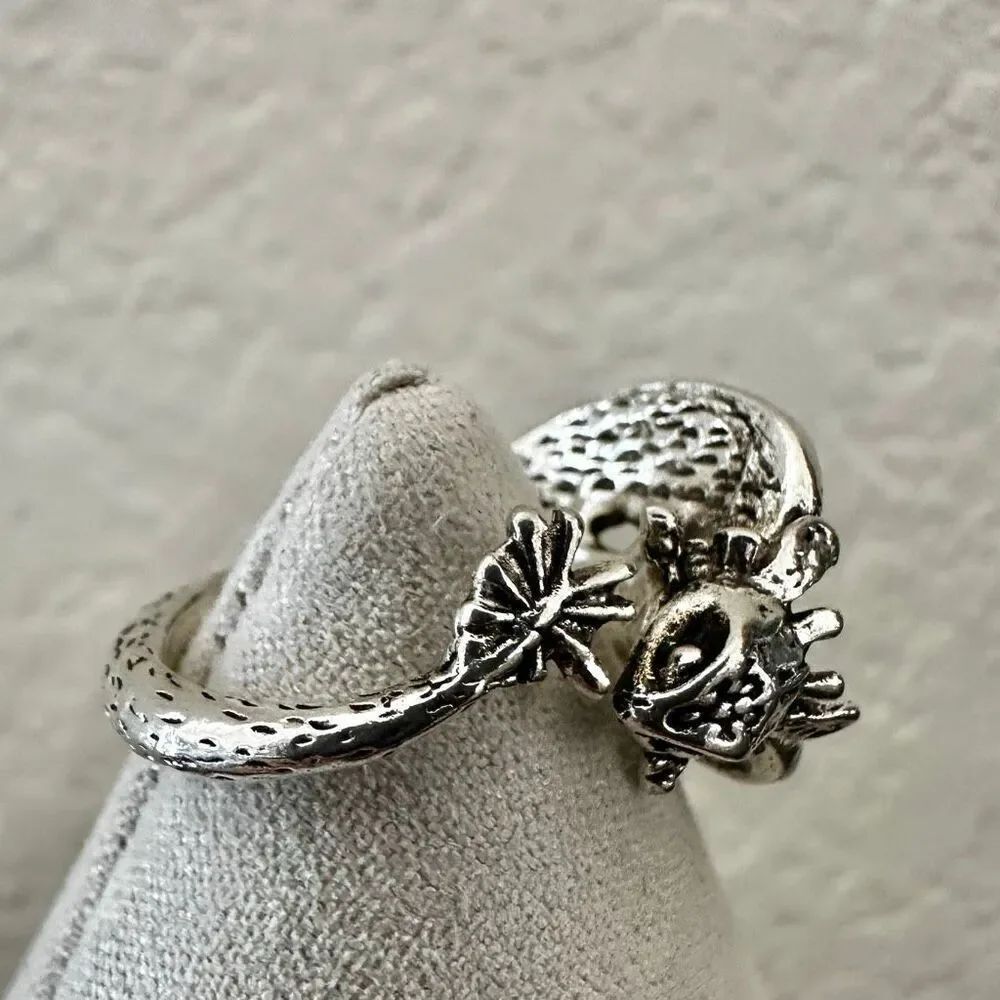 Gothic Silver-Tone Bat Statement Ring